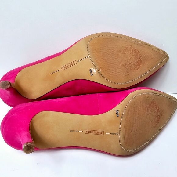 Vince Camuto Suede Fuchsia Pink Low Profile Heel Size 10 LIKE NEW! - Picture 7 of 8